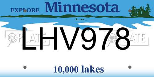 LHV978 Minnesota License Plate