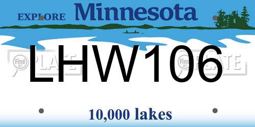LHW106 Minnesota License Plate