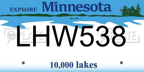 LHW538 Minnesota License Plate