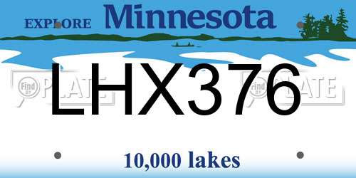 LHX376 Minnesota License Plate
