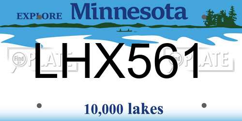 LHX561 Minnesota License Plate