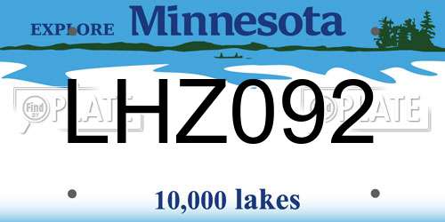 LHZ092 Minnesota License Plate