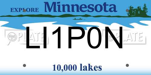 LI1P0N Minnesota License Plate
