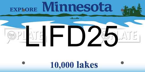LIFD25 Minnesota License Plate