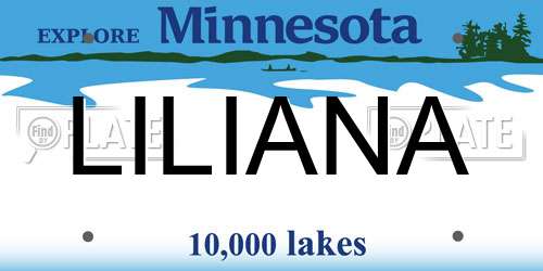 LILIANA Minnesota License Plate