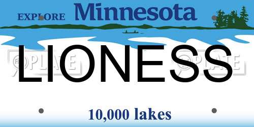 LIONESS Minnesota License Plate