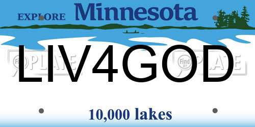 LIV4GOD Minnesota License Plate