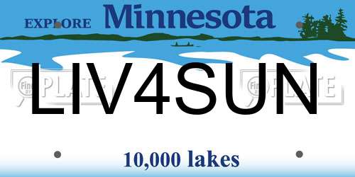 LIV4SUN Minnesota License Plate