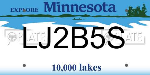 LJ2B5S Minnesota License Plate