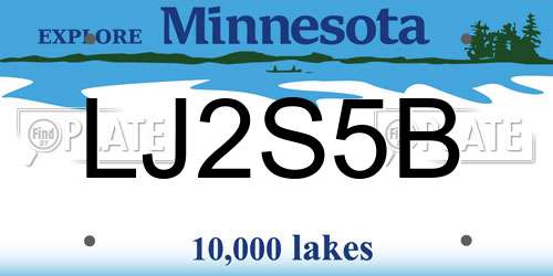 LJ2S5B Minnesota License Plate
