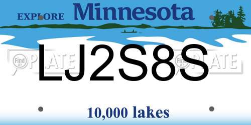 LJ2S8S Minnesota License Plate