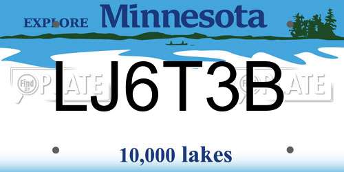 LJ6T3B Minnesota License Plate