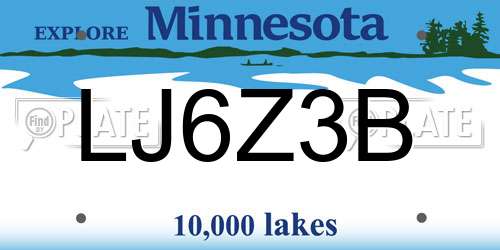 LJ6Z3B Minnesota License Plate