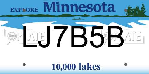 LJ7B5B Minnesota License Plate