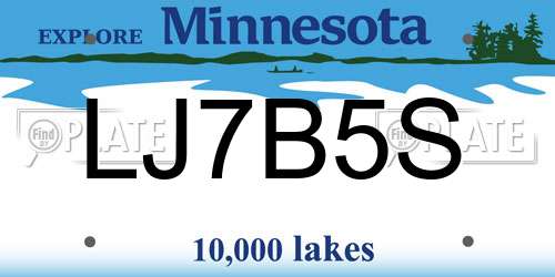 LJ7B5S Minnesota License Plate