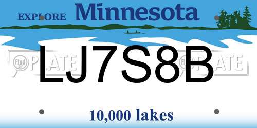 LJ7S8B Minnesota License Plate