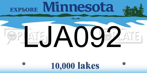 LJA092 Minnesota License Plate