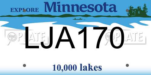LJA170 Minnesota License Plate