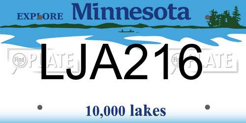LJA216 Minnesota License Plate