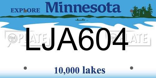 LJA604 Minnesota License Plate