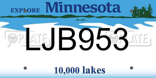 LJB953 Minnesota License Plate