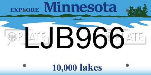 LJB966 Minnesota License Plate