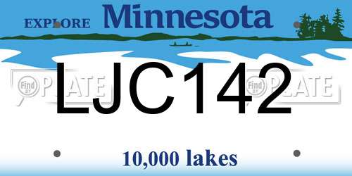 LJC142 Minnesota License Plate