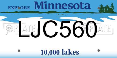 LJC560 Minnesota License Plate