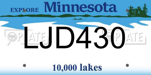 LJD430 Minnesota License Plate