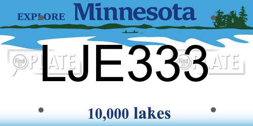 LJE333 Minnesota License Plate