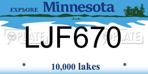 LJF670 Minnesota License Plate