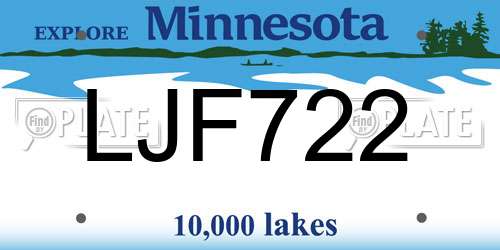 LJF722 Minnesota License Plate
