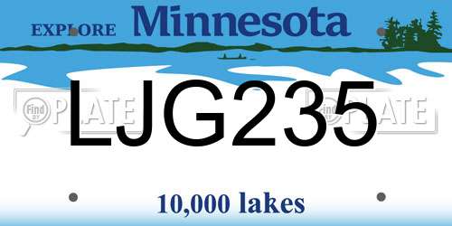 LJG235 Minnesota License Plate
