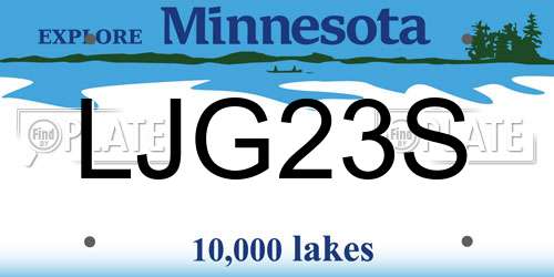 LJG23S Minnesota License Plate