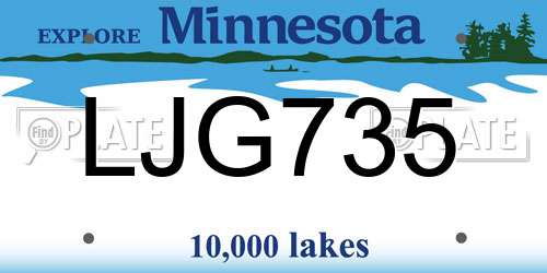 LJG735 Minnesota License Plate
