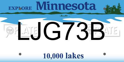 LJG73B Minnesota License Plate