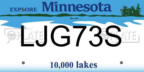 LJG73S Minnesota License Plate