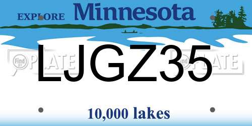 LJGZ35 Minnesota License Plate