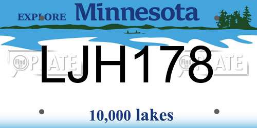 LJH178 Minnesota License Plate