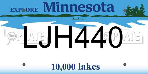 LJH440 Minnesota License Plate