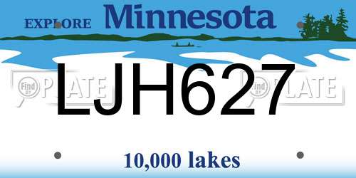 LJH627 Minnesota License Plate