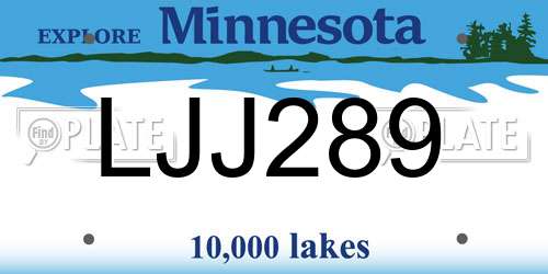 LJJ289 Minnesota License Plate