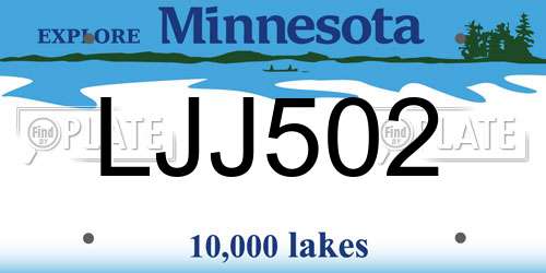 LJJ502 Minnesota License Plate