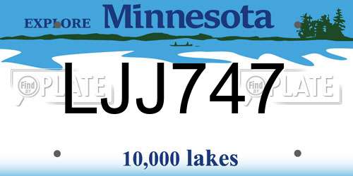 LJJ747 Minnesota License Plate