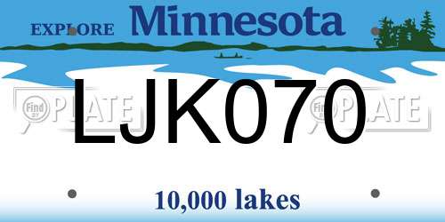 LJK070 Minnesota License Plate