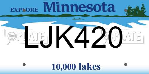 LJK420 Minnesota License Plate