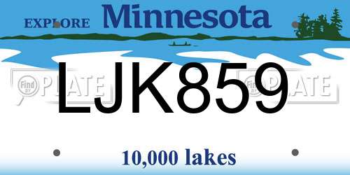 LJK859 Minnesota License Plate