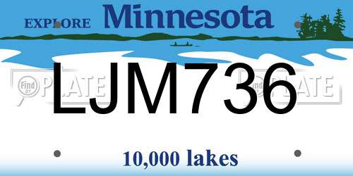 LJM736 Minnesota License Plate