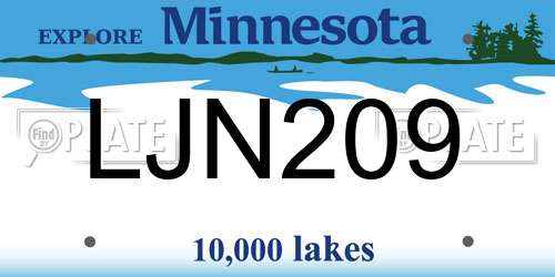 LJN209 Minnesota License Plate