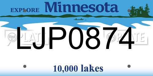 LJP0874 Minnesota License Plate